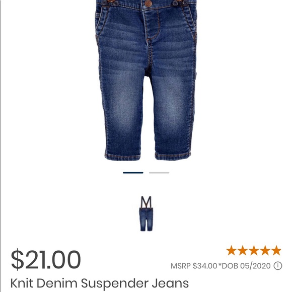 OshKosh B’Gosh Baby Jeans with Suspenders - Picture 5 of 5
